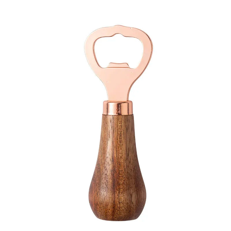 Personal Logo Stainless Steel Beer Bottle Opener with Wood Handle, Kitchen Tools, Anniversary Wedding Gift