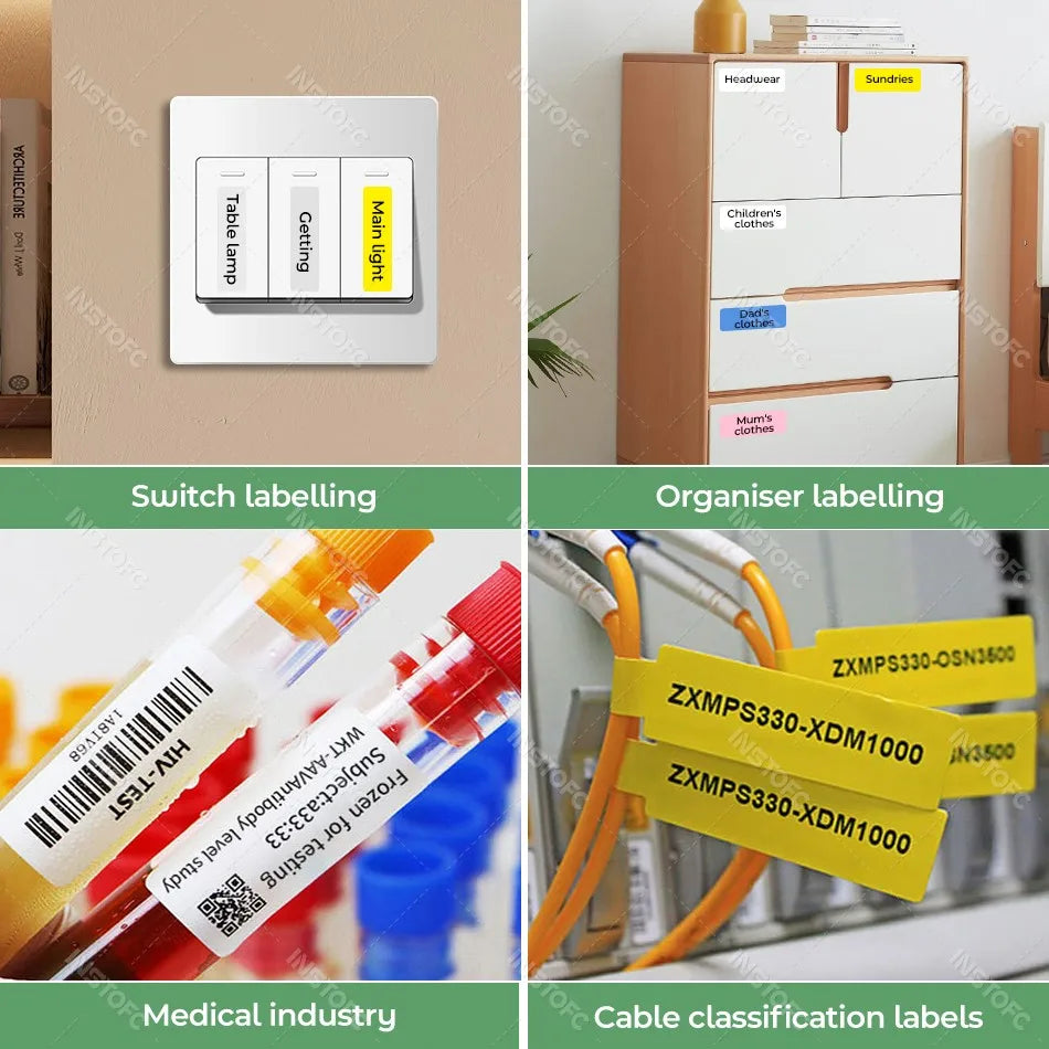 Portable Mini Labeling Printer Marklife P12 Thermal Adhesive Sticker Pocket Label Maker or 1Roll Spacer/Continues Label Paper
