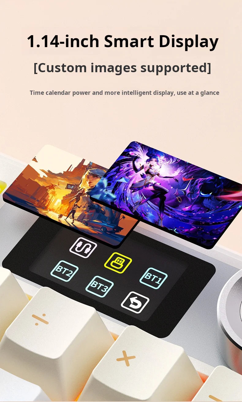 AULA F108Pro/F108 Wireless Bluetooth tri-mode connection, multi-functional display, Gasket structure, RGB lighting effects