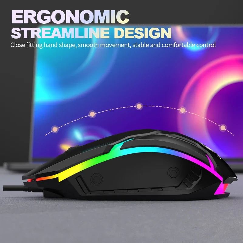S1 Wired 3 Keys Mouse Colorful Lighting Gaming and Office For Microsoft Windows and Apple IOS System