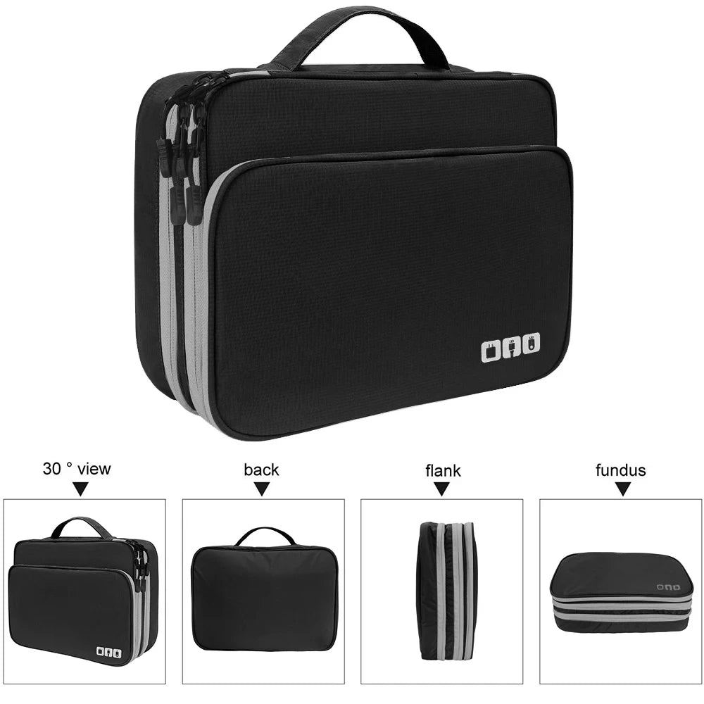 Multi Layer Cable Storage Bag, Electronic Accessories Organizer, Portable Travel Cable Organizer Case for iPad Cable Charger