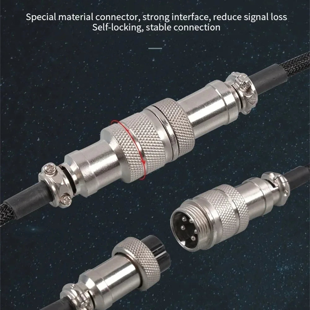 Mechanical Keyboard Coiled Cable Detachable USB C Aviator Connector Coiling Cable Desktop Computer Gaming Keyboard Accessories