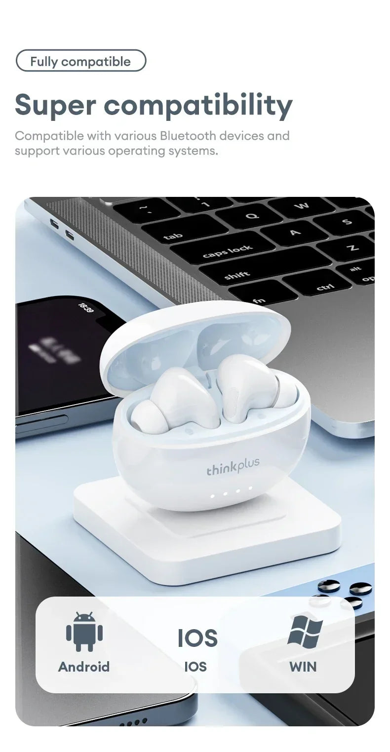 Lenovo LP5 Pro Wireless Bluetooth 5.4 Earphones TWS HiFi Sound Headphones Earbuds Gaming Sports Headset Touch Control With Mic