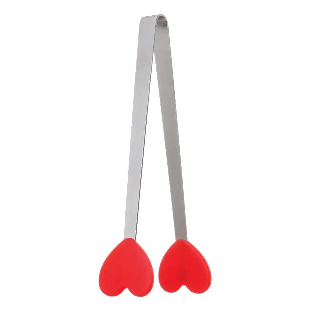 1pc Creative Silicone Stainless Steel Mini Snack Food Tongs Non-slip Handles BBQ Bread Ice Cube Clip Kitchen Accessories