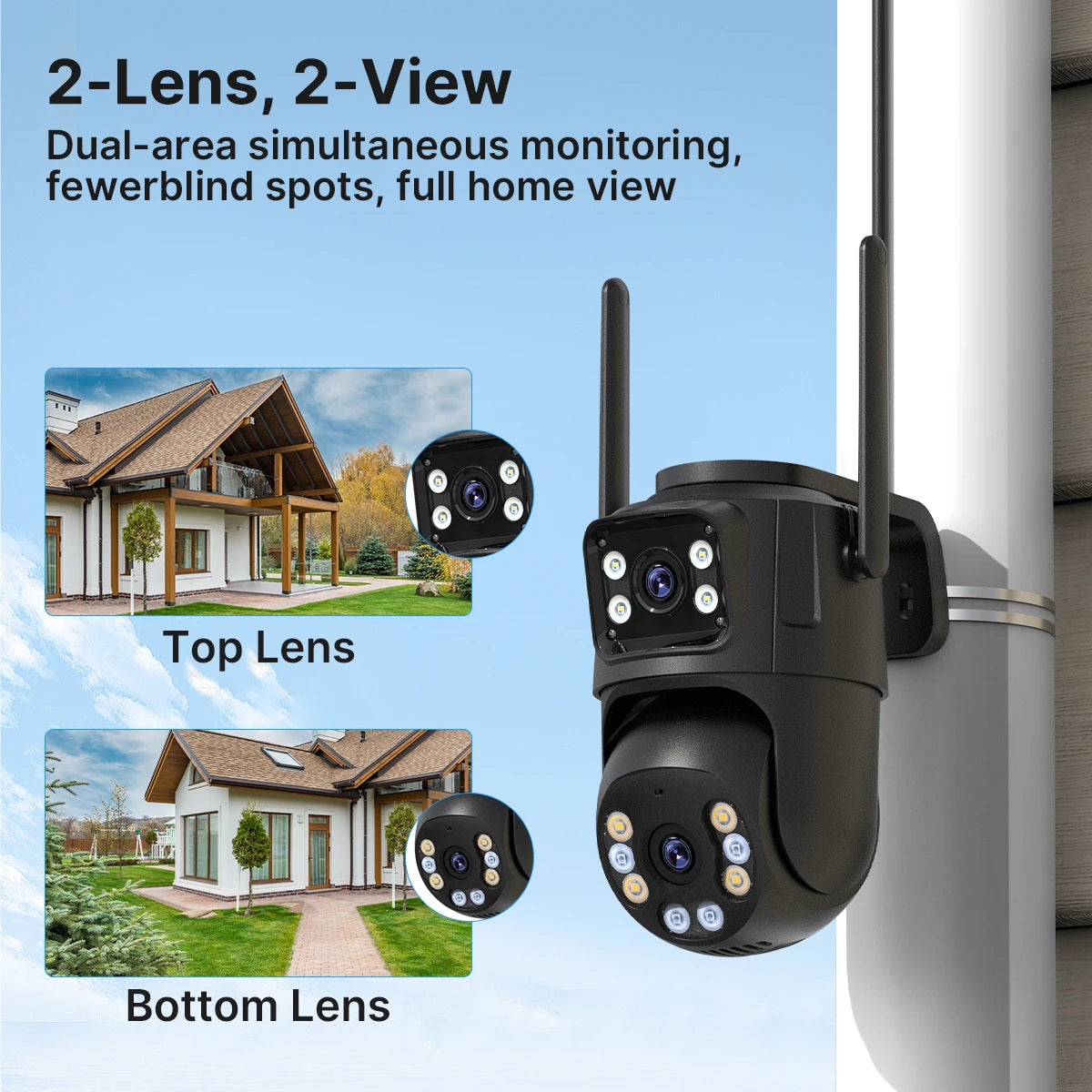 4K 8MP HD Wifi PTZ Camera Outdoor 4MP Dual Lens Dual Screen AI Auto Tracking IP Camera CCTV Audio Video Surveillance P2P iCSee