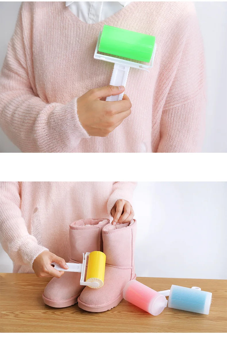 Washable Clothes Hair Sticky Roller Reusable Portable Home Clean Pet Hair Remover Sticky Roller Carpet Bed Sofa Dust Collector