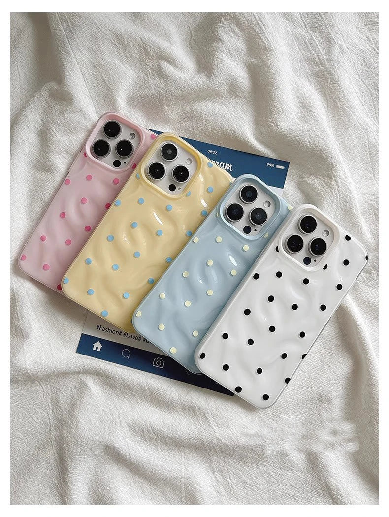 Black Polka Dots Case For IPhone 16 15 Plus 12 13 11 17 Pro Max Lovely Cover For Iphone 16 15 14 Plus Case Cover Funda Bumber