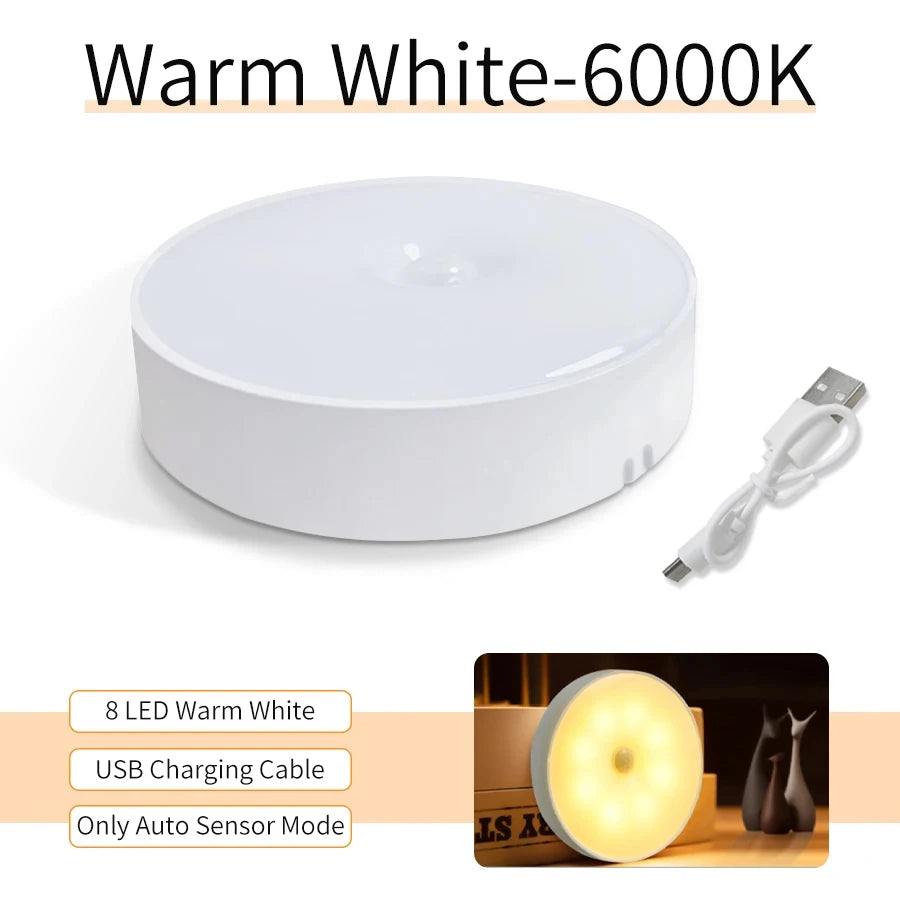 Motion Sensor Light USB Rechargeable Night Light LED Lamp for Kitchen Bedroom Stairs Hallway Cabinet Closet Wardrobe Nightlight