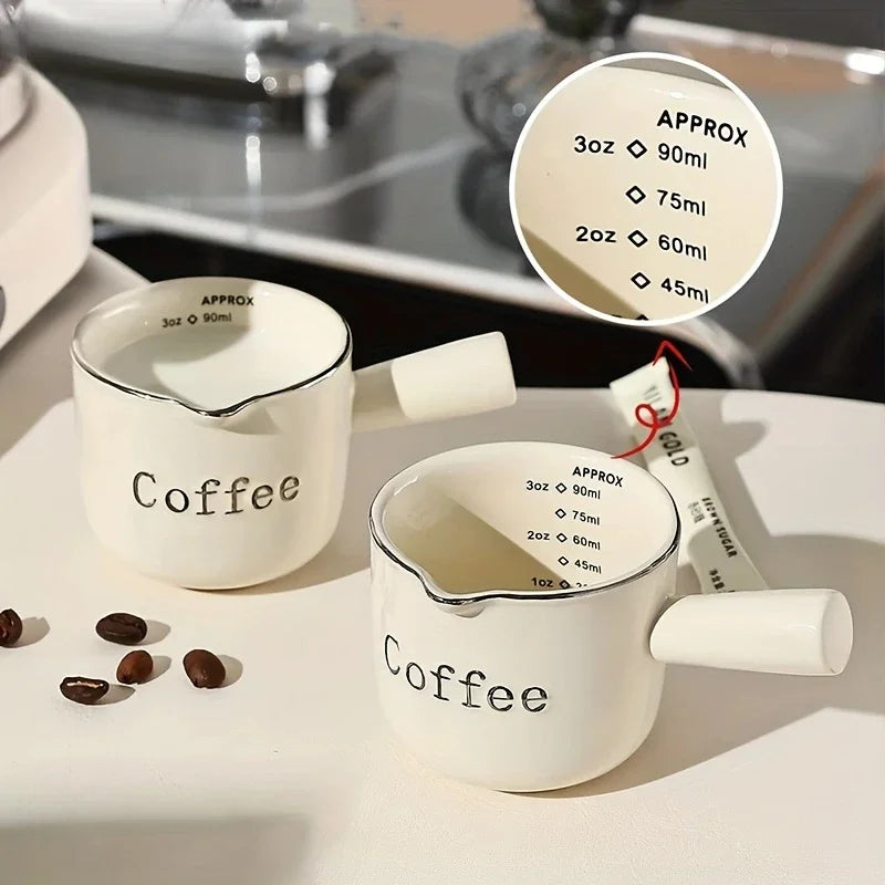 High Aesthetic Italian Espresso Cup with Scale High-end Exquisite Ceramic Coffee Measuring Cup Extraction Cup