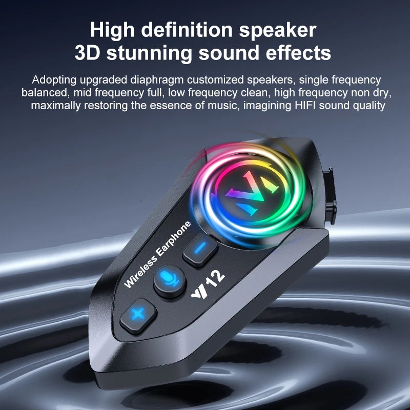 Bluetooth 5.4 Motorcycle Helmet Headset 500mAh Battery Life Wireless Hands Free Headphone Waterproof Noice Reduction Earphone