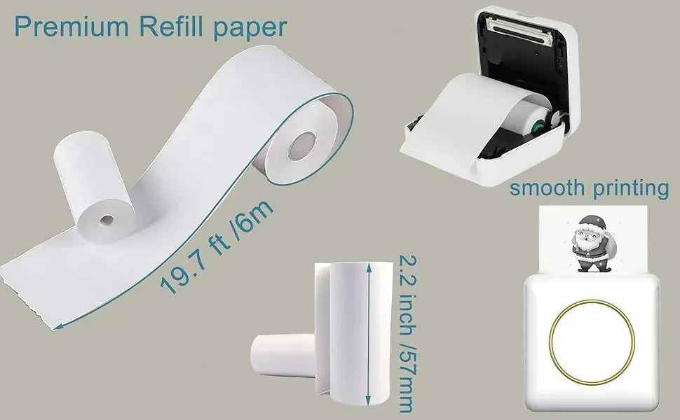12 Rolls Kids Instant Camera Refill Print Paper Film Coreless Thermal Print For 57mm Portable Cash Registers Mobile Printer