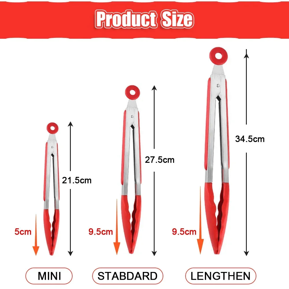 7/9/12 inch Small Silicone Clips Bread Barbecue tongs Steak Clip Food Clips BBQ Cooking Baking Salad Kitchen Accessories