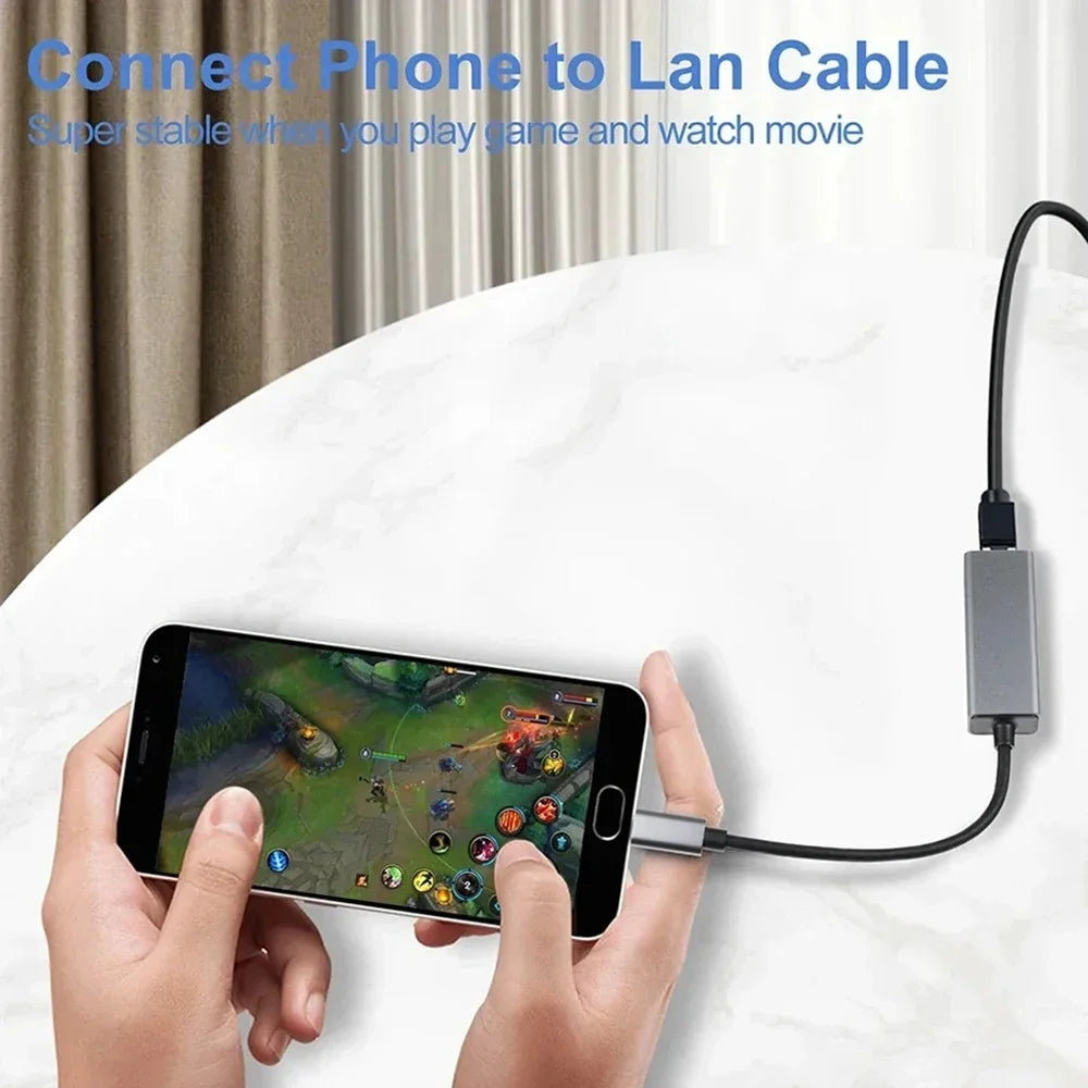 USB Type C Ethernet Adapter 1000Mbps USB 3.0 RJ45 Network Card For MacBook PC Windows XP 7 8 10 Android USB Lan Internet Cable