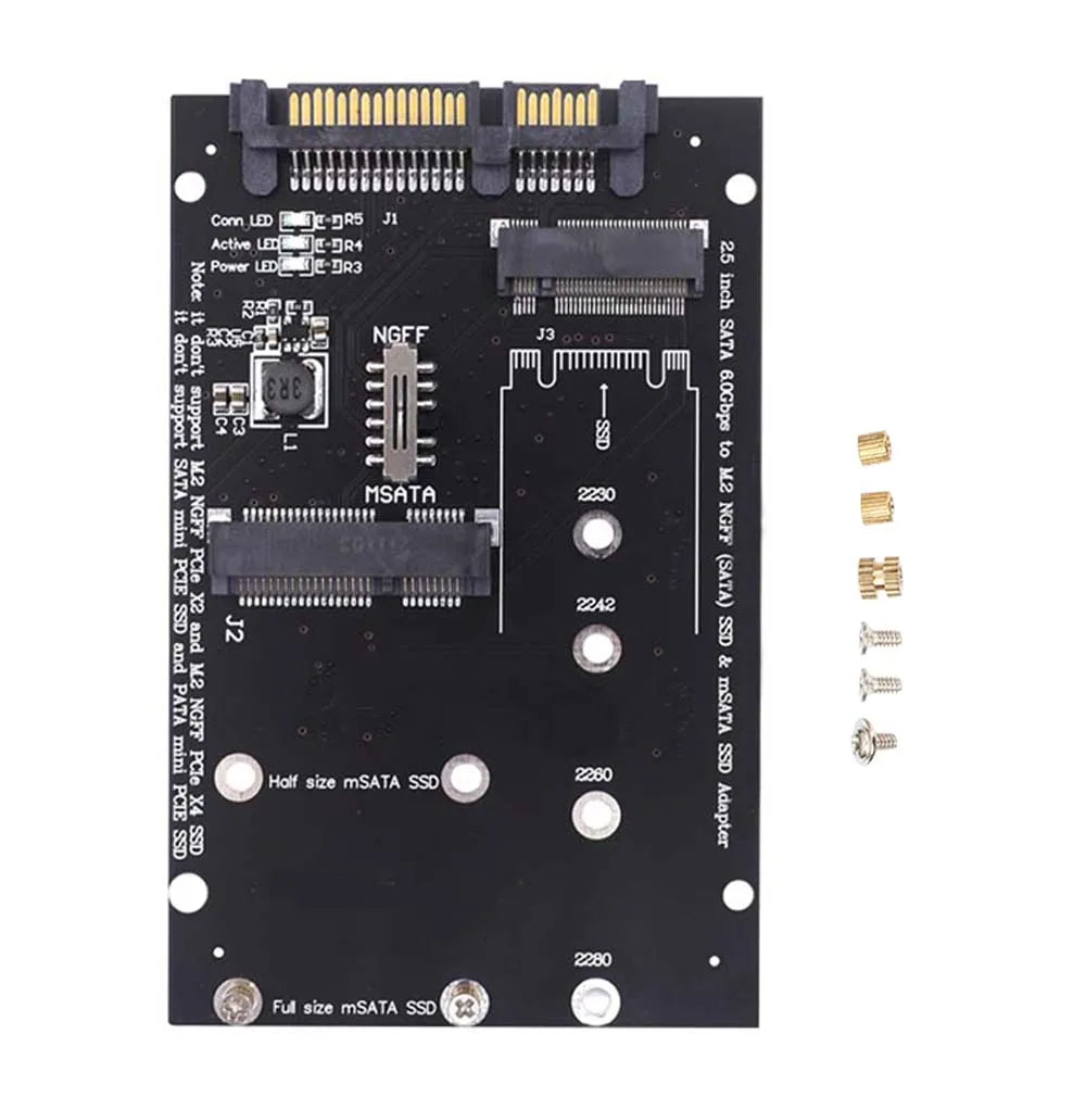 TISHRIC M.2 NGFF Msata SSD To SATA 3.0 2.5 Adapter M2 PCI SSD Converter Riser Card For PC Laptop Add On Card up to 6Gps