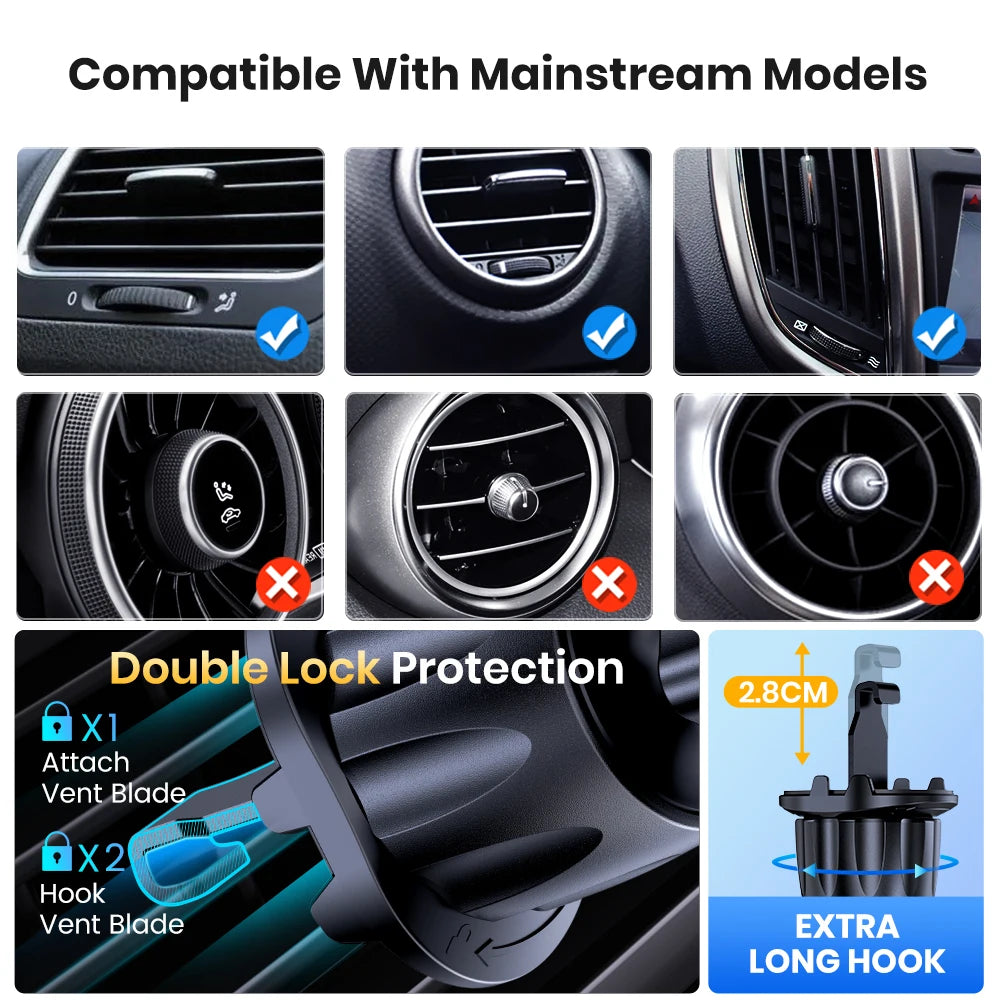 TOPK Magnetic Car Phone Mount - 6 N52 Strong Magnets Air Vent Holder,360°Rotation Universalfor iPhone17 & All Mobile Phones