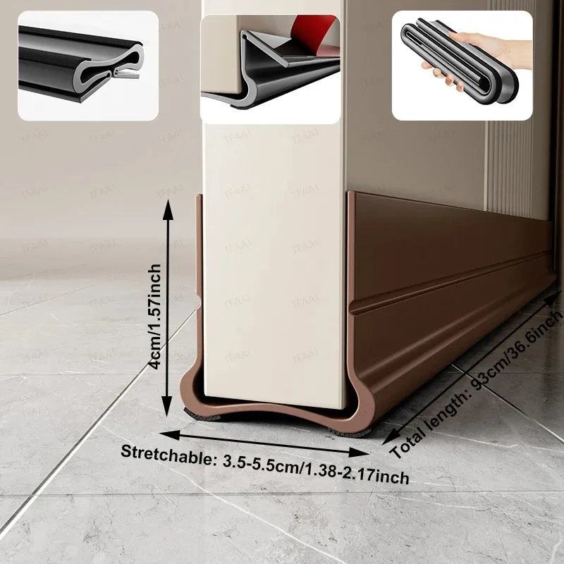 PVC Flexible Door Bottom Sealing Strip Weatherproof Draft Stopper Gasket Window Insulation Guard for Home Draft Prevention