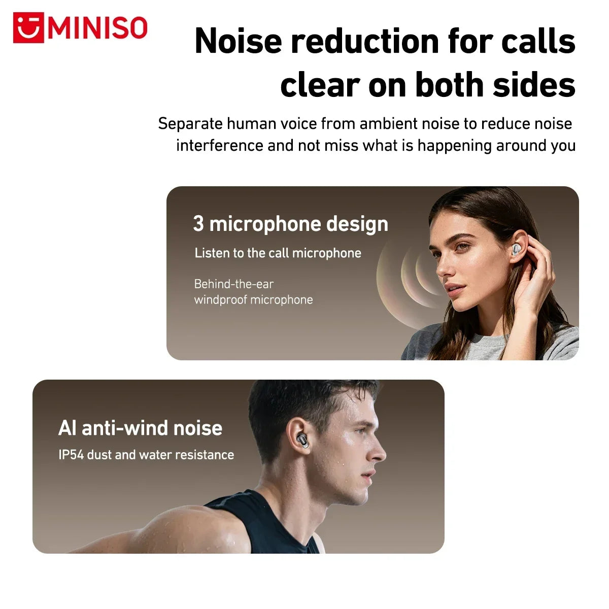 MINISO MS105 Bluetooth Earphone In-Ear Earbuds Soft Earbuds Wireless Headphones Waterproof IPX5