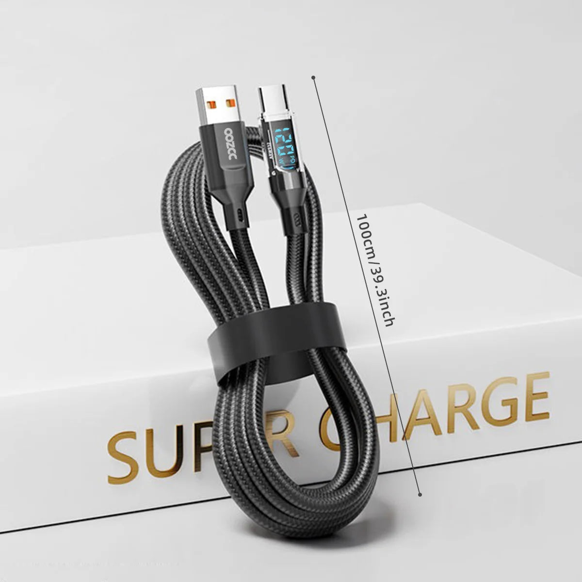 OOZCC LCD Watt Display Cable, Max 120W Super Fast Charging USB Type C Cable Data Transfer, USB A to Lightning for IPhone14 Pro