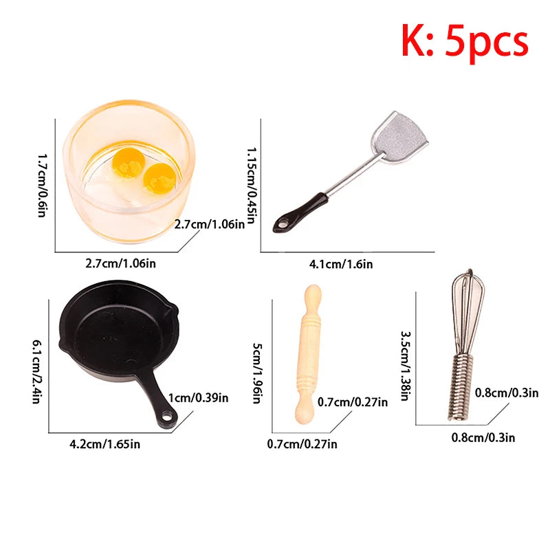 1Set 1/12 Dollhouse Miniature Items Kitchen Utensils Cooking Baking Set Model Rolling Pin Baking Tray DIY Doll House Accessories