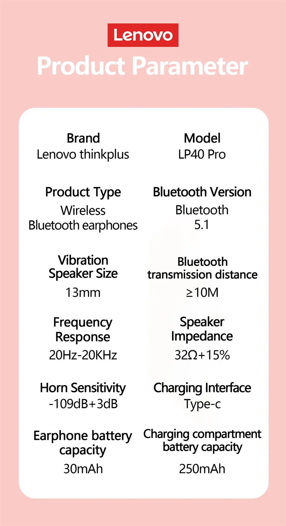 Lenovo LP40 Pro Headphones Wireless Bluetooth 5.4 TWS Hifi Stereo Earphones Gaming Sports Touch Control HD Call with Mic Earbuds