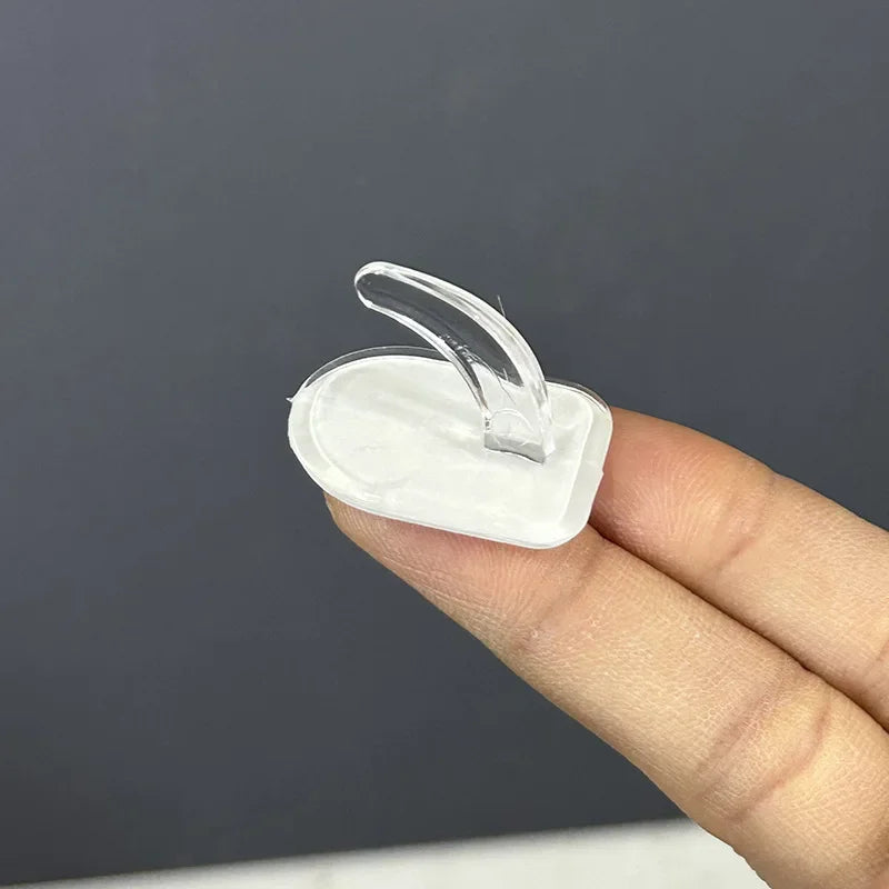 50/100PCS Mini Clear Wall Hooks Self Adhesive Transparent Sticky Hanger Wall Decor Hook Home Kitchen Bathroom Storage Organizers