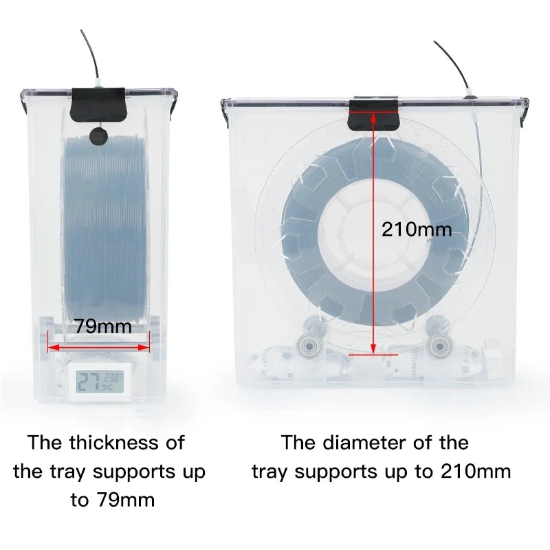 3D Printer Filament Dryer Box Airtight Moisture Proof Storage with Real-Time Monitoring & Tool Holder for 3D Printing Filament