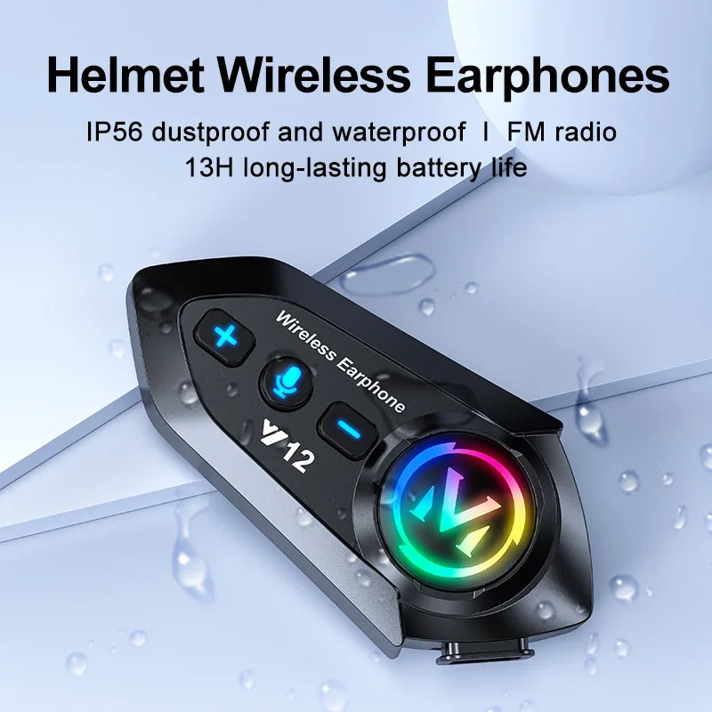 Bluetooth 5.4 Motorcycle Helmet Headset 500mAh Battery Life Wireless Hands Free Headphone Waterproof Noice Reduction Earphone