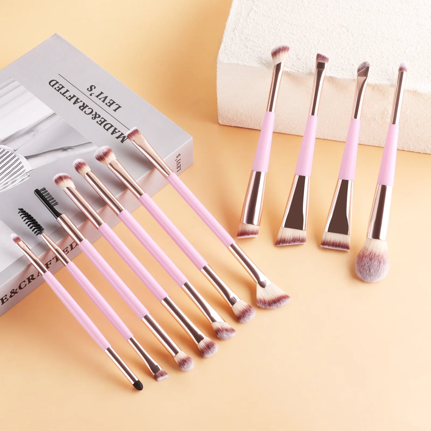 11 full set of eye makeup brushes, double-head design, eyeshadow brush, smudge brush, eyebrow brush, full set of beauty tools