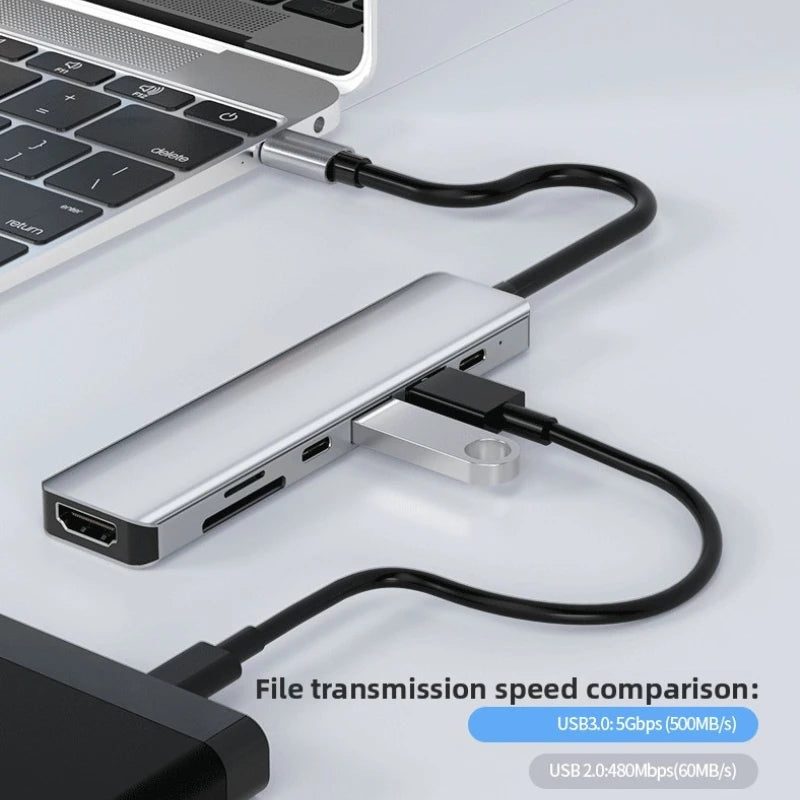 USB C Docking Station TYPE-C HUB to HDMI 4K 30Hz with Screen off Button USB 3.0 5Gbps HUB 87W Fast Charging for MacBook