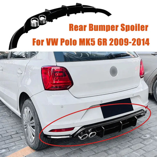 For VW Polo MK5 6R 2009-2014 Car Rear Bumper Lip Spoiler Tail Lower Guard Styling Splitter Decoration Cover Auto Accessories