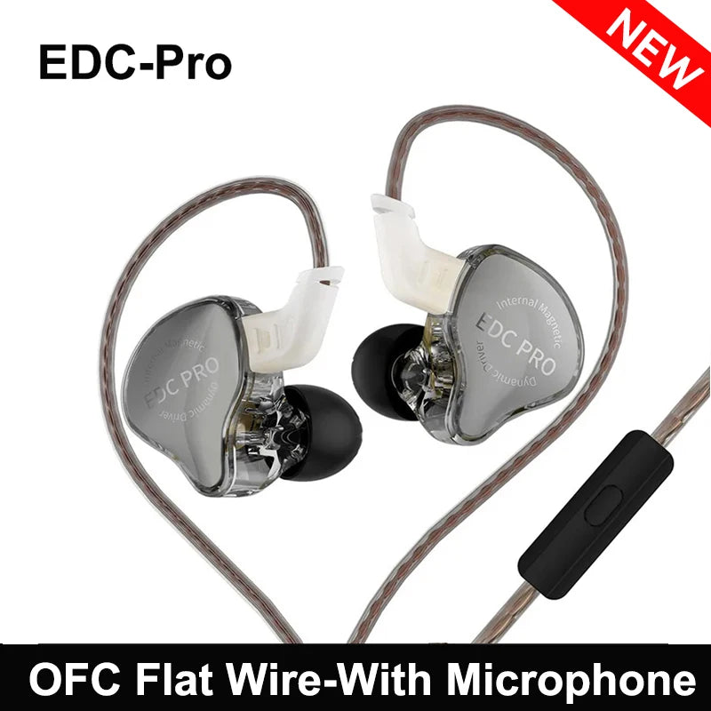New KZ EDC Pro Headset Dynamic In-Ear Monitor HiFi Wired Headphone Bass Stereo Game Music Earbuds Sports Noise Reduction Earphon