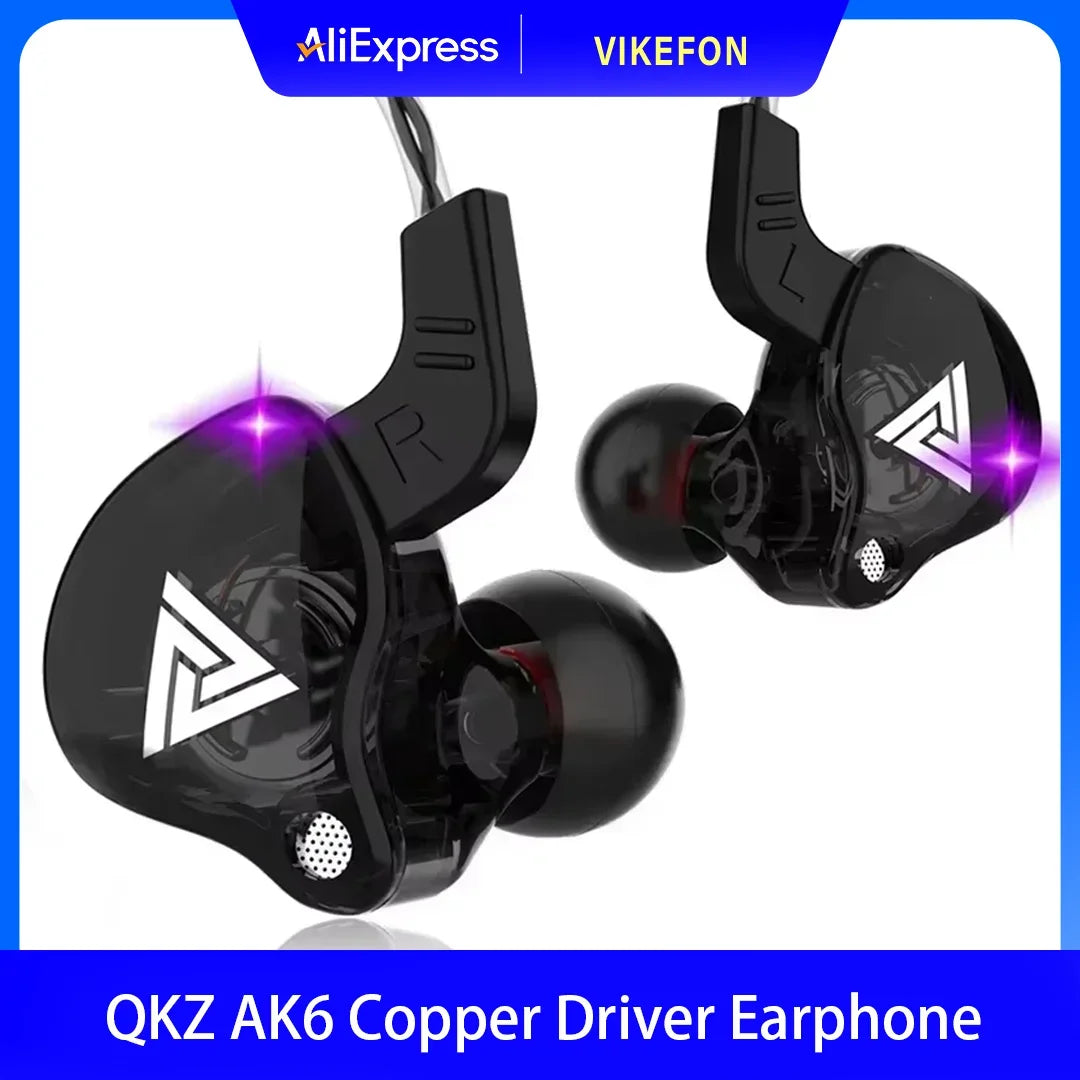 Original QKZ AK6 In Ear Earphone 6 Dynamic Driver Unit Headphone With Mic Stereo Sports HIFI Subwoofer Headset Monitor Earbuds