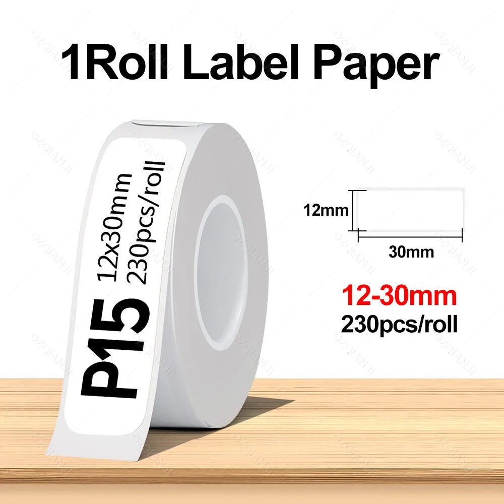 Portable Mini Labeling Printer Marklife P12 Thermal Adhesive Sticker Pocket Label Maker or 1Roll Spacer/Continues Label Paper