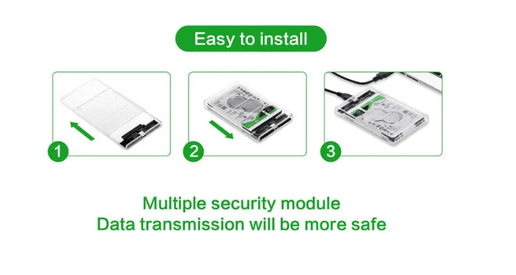 USB 3.0 HDD Enclosure 2.5" SATA HDD SSD External Hard Drive Case 5Gbps High Speed External Hard Drive Disk Box for PC Laptop
