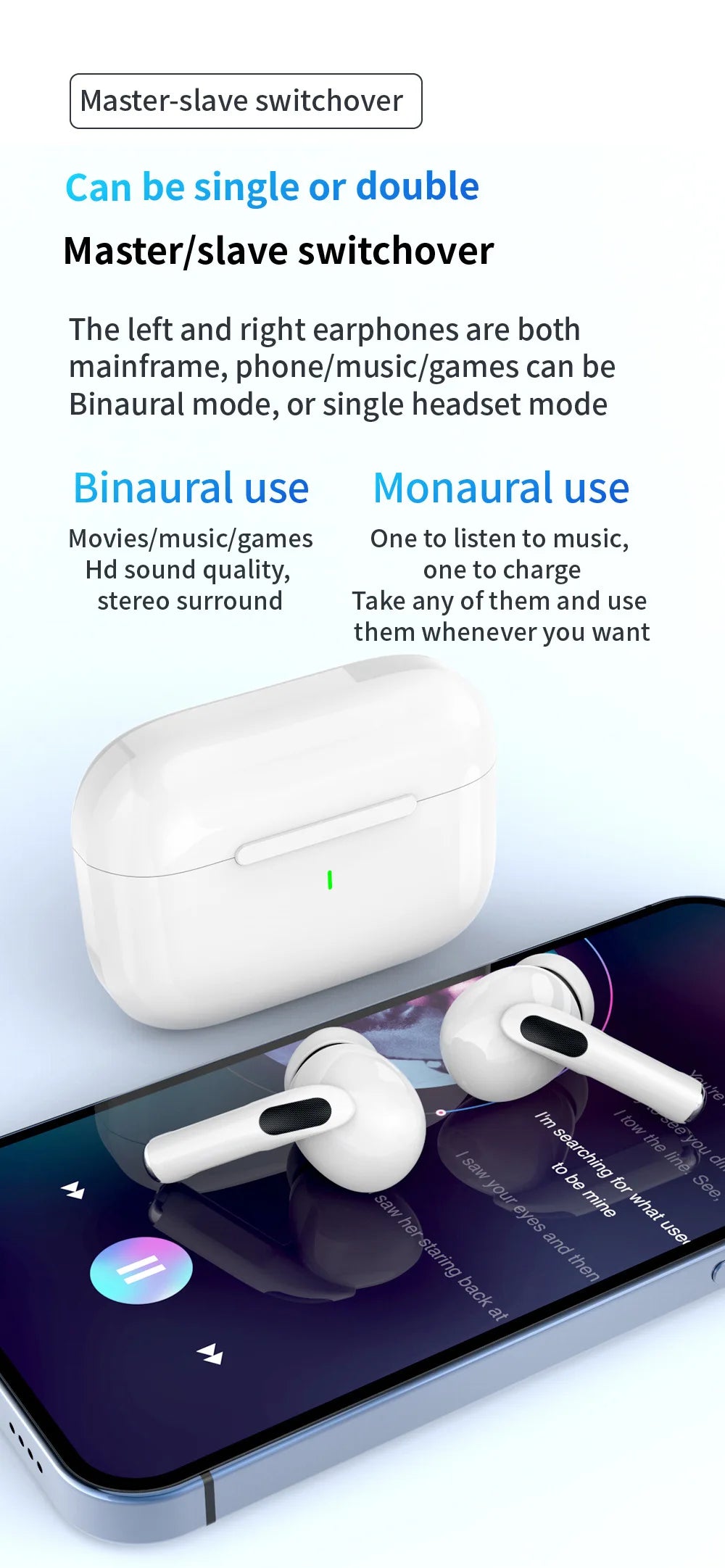 True Wireless Bluetooth Earphones Headphones Bin Lanyard HiFi Sound Low Latency Noise Reduction Earbuds for IOS Android