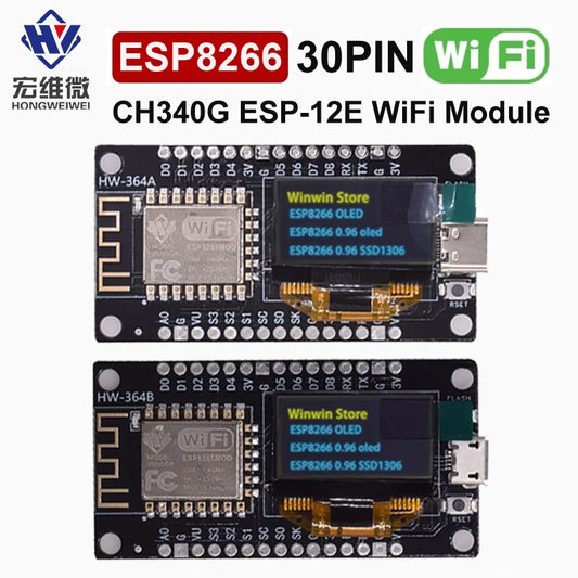 NodeMCU ESP8266 Development Board With 0.96 Inch OLED Display CH340G ESP-12E WiFi Module TYPE-C USB For Arduino/Micropython
