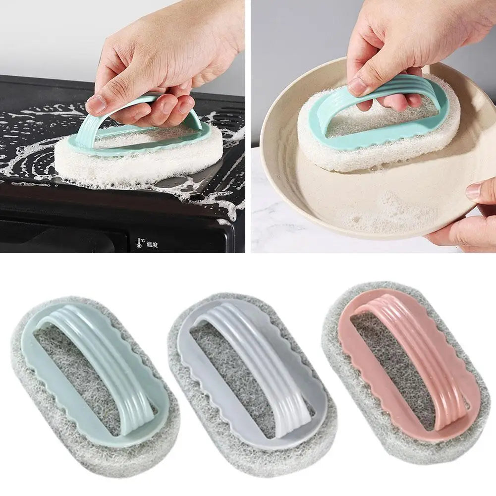 Cleaning Brush With Handle Melamine Sponge Cleaning Brush Descaling Pan Pot Strong Cleaner Brushes Kitchen 1pc