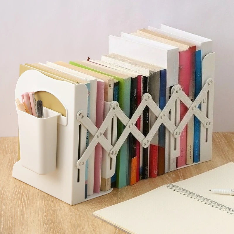 Back to School Desktop Bookshelf Adjustable Telescopic Bookends Book Organizer Stand for Desk Book Storage Rack for Students