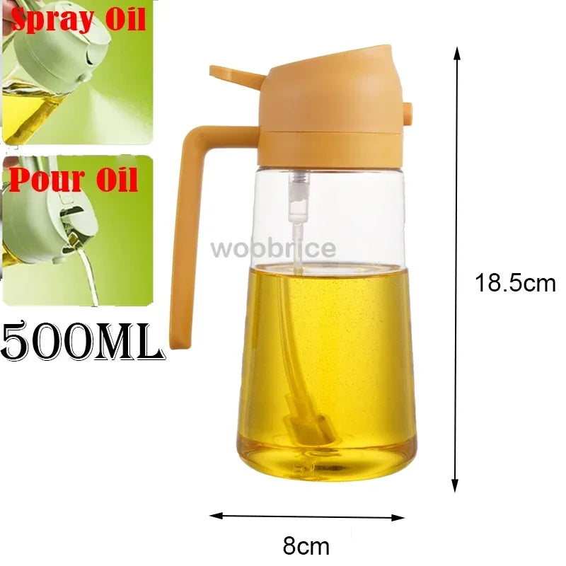 2 in 1 Pour Spray Sprayer Kitchen Fryer Air Spray Oil Dispenser Bottle for Olive Oil Cooking Frying BBQ Camping Large Capacity
