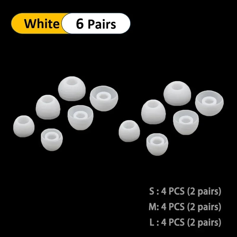 6 Pairs(S/M/L)Soft Silicone Replacement Eartips Earbuds Cushions Ear Pads Covers for In-Ear Headphones Earphones Accessories