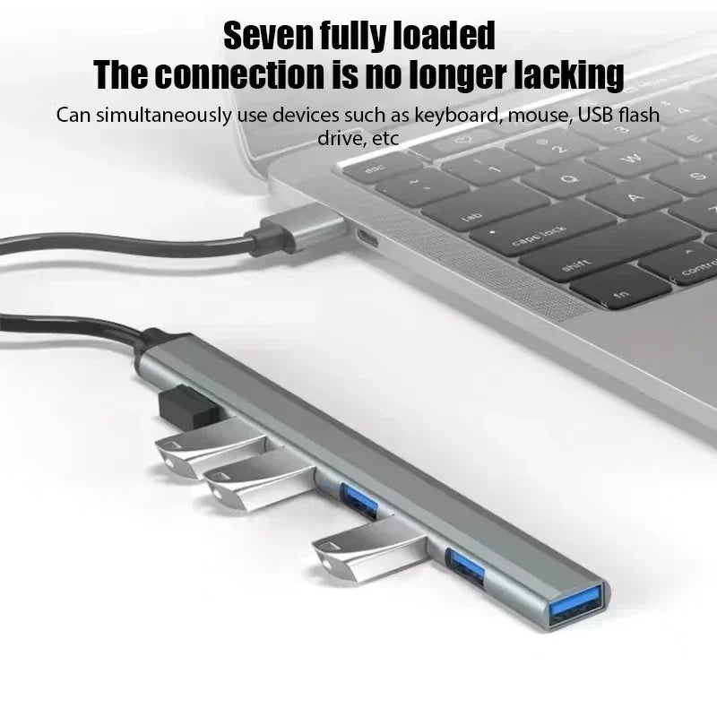7-In-1 USB HUB Splitter Multiports USB3.0 OTG Expander Docking Station High Speed Data Transfer Adapter For PC Mouse Keyboard
