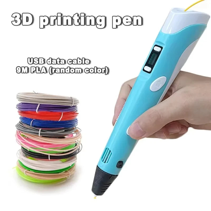 HOMEFISH Electronic 3D Printing Pen with 9M PLA Consumables High-Temperature 3D Graffiti Tool Intelligent Toy Gift