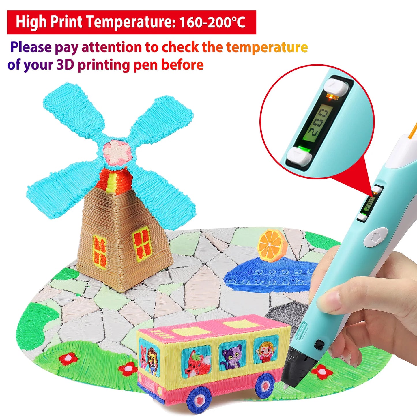32/15/10 Colors 3D Pen Filament Refills 1.75mm PLA, Each Color 10Feet(3m), Total 320/150/100 Feet (96/45/30m), Random Color