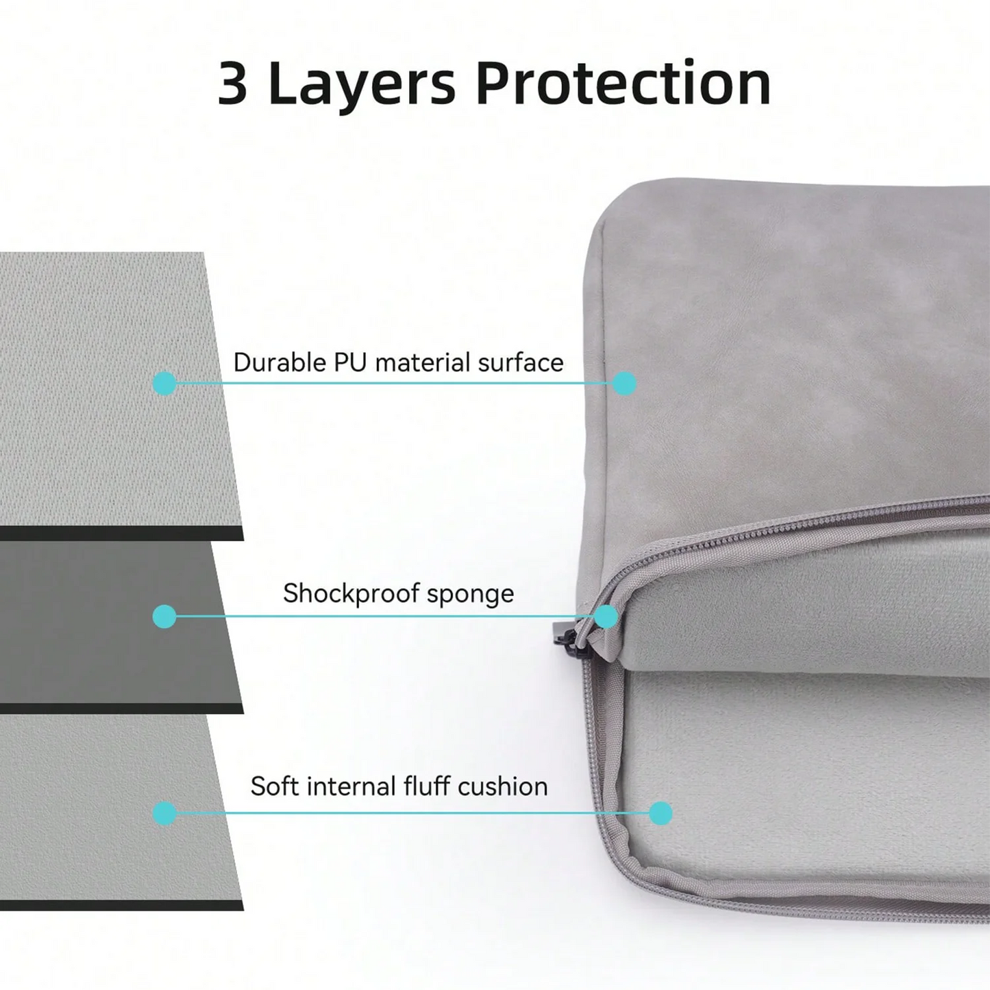 PU Sheepskin Leather Fabric Waterproof Leather 9.7-15.6 inch Tablet PC Carrying Case Protective Notebook Shockproof Cover