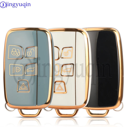 Jingyuqin 5Buttons TPU Auto Key Shell Case Cover For Land Rover Range Evoque Freelander Velar Discovery 4 Jaguar XE XJ XF Guitar