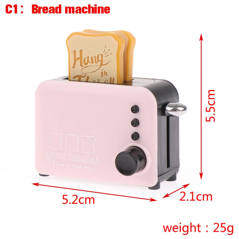 1PC Dollhouse 1/12 Scale Mini Bread Machine With Toast Miniature Dollhouse Kitchen Access Toaster Cute  Home Decoration