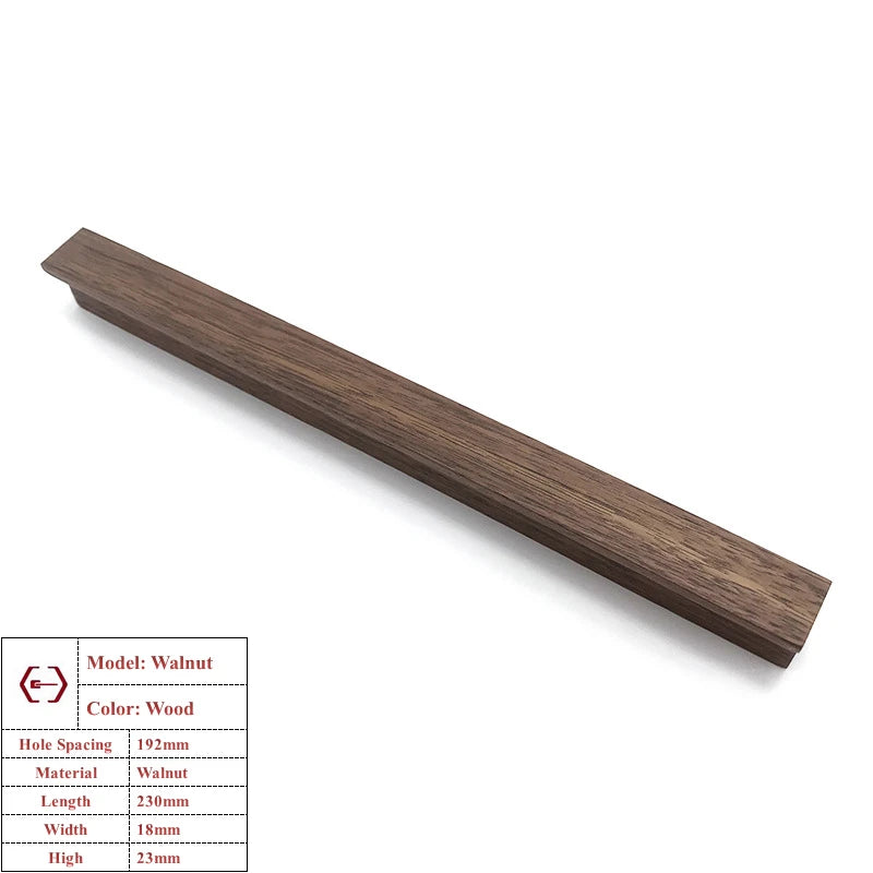 Beech Wooden Cabinet Handles Walnut Solid Wood Furniture Kitchen Door Handle Wardrobe Cupboard Drawer Knobs Hardware Pull Handle