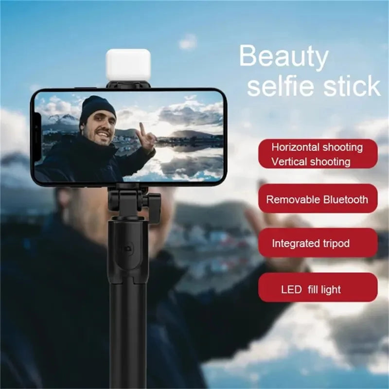 Selfie Stick Tripod With Bluetooth Remote Wireless Phone Holder Stand With Beauty Fill Light For All Smartphones