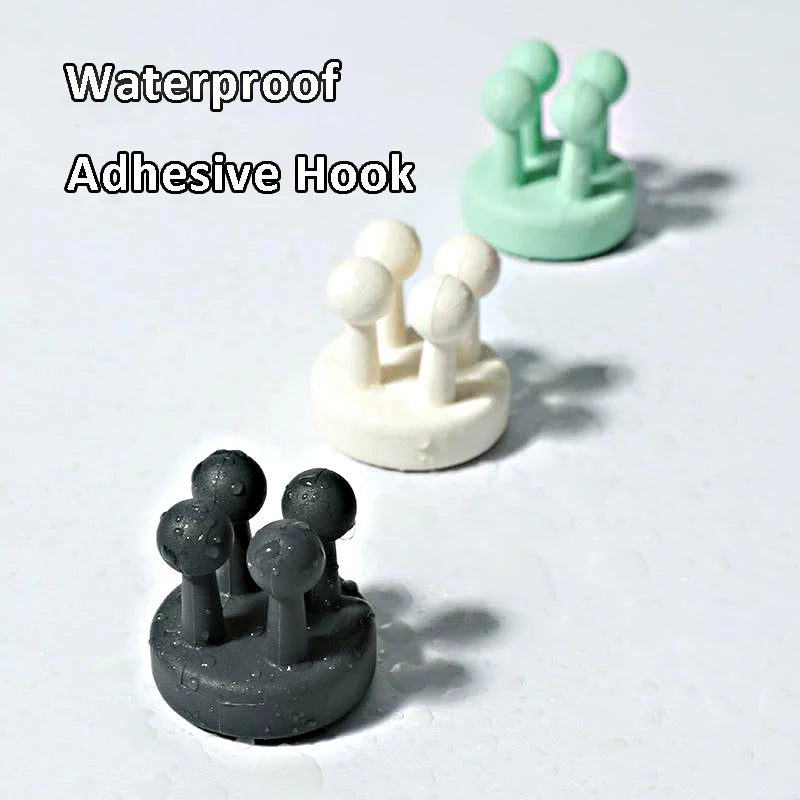 Silicone Toothbrush Holder Multi-Function Waterproof Self Adhesive Hook for Wall for Hanging Bathroom Kitchen Living Room