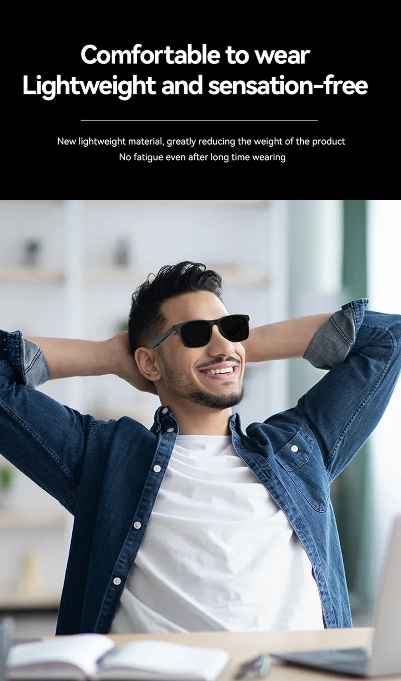 Lenovo AI Smart Wireless Glasses Bluetooth Sunglasses Remote 8K Control Touch Photo Camera Recording Voice Assistant Translator